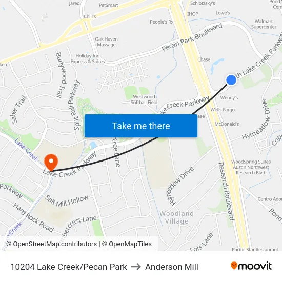10204 Lake Creek/Pecan Park to Anderson Mill map