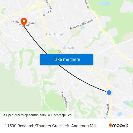 11590 Research/Thunder Creek to Anderson Mill map