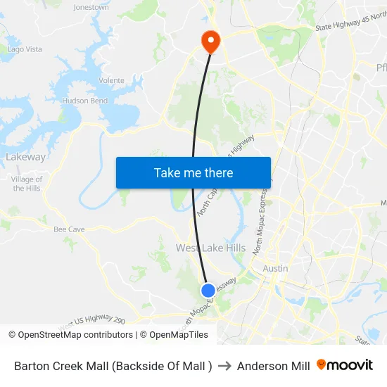Barton Creek Mall (Backside Of Mall ) to Anderson Mill map