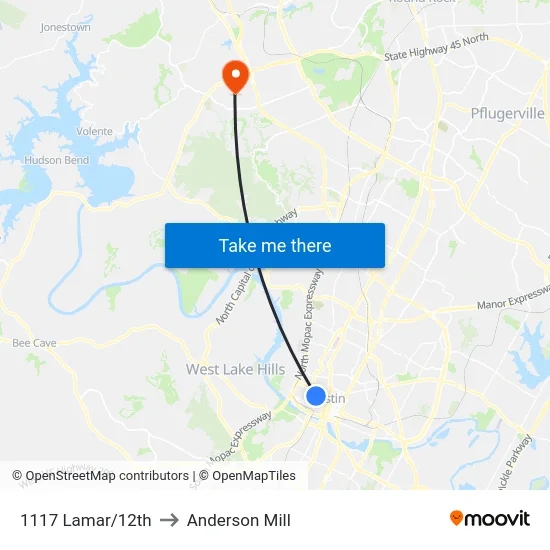 1117 Lamar/12th to Anderson Mill map
