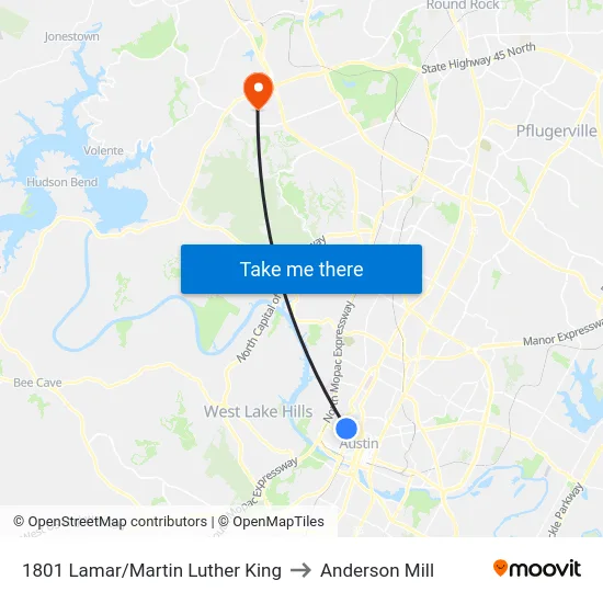 1801 Lamar/Martin Luther King to Anderson Mill map