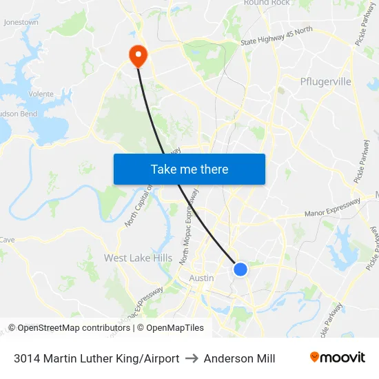 3014 Martin Luther King/Airport to Anderson Mill map