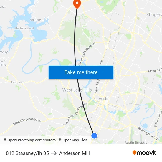 812 Stassney/Ih 35 to Anderson Mill map