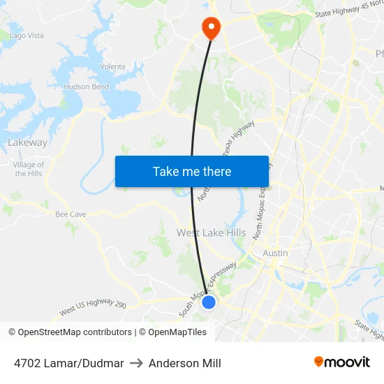 4702 Lamar/Dudmar to Anderson Mill map