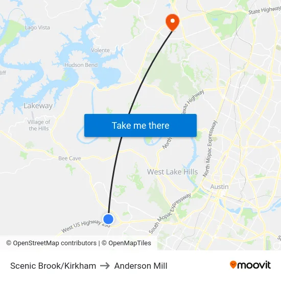 Scenic Brook/Kirkham to Anderson Mill map