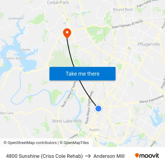 4800 Sunshine (Criss Cole Rehab) to Anderson Mill map