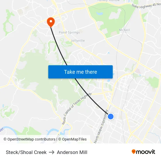 Steck/Shoal Creek to Anderson Mill map