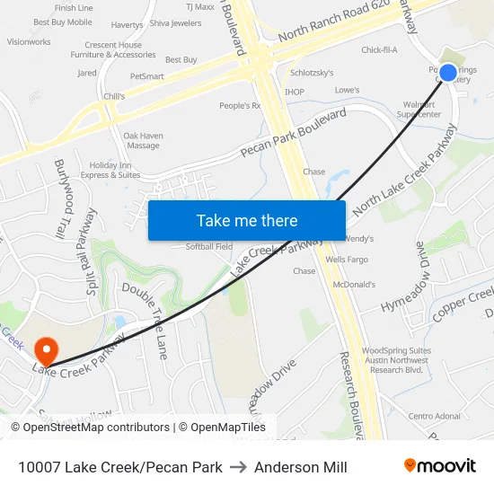 10007 Lake Creek/Pecan Park to Anderson Mill map