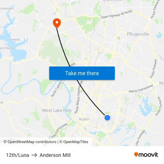 12th/Luna to Anderson Mill map