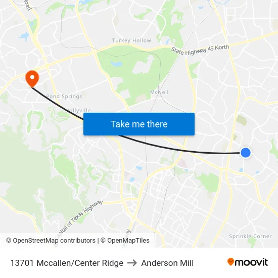 13701 Mccallen/Center Ridge to Anderson Mill map