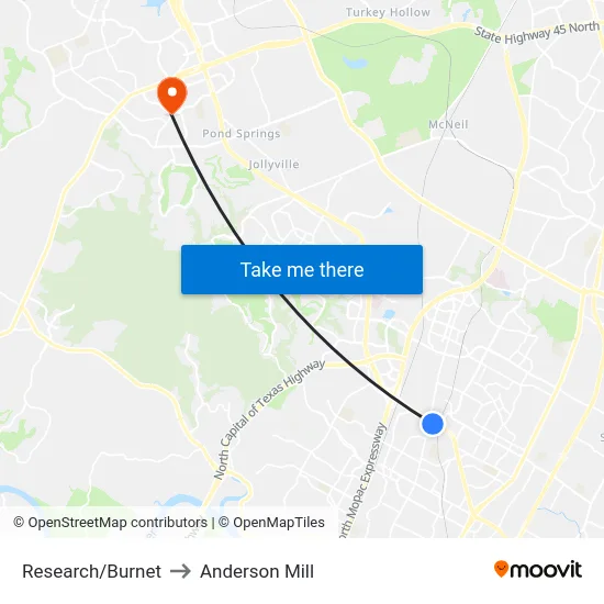 Research/Burnet to Anderson Mill map