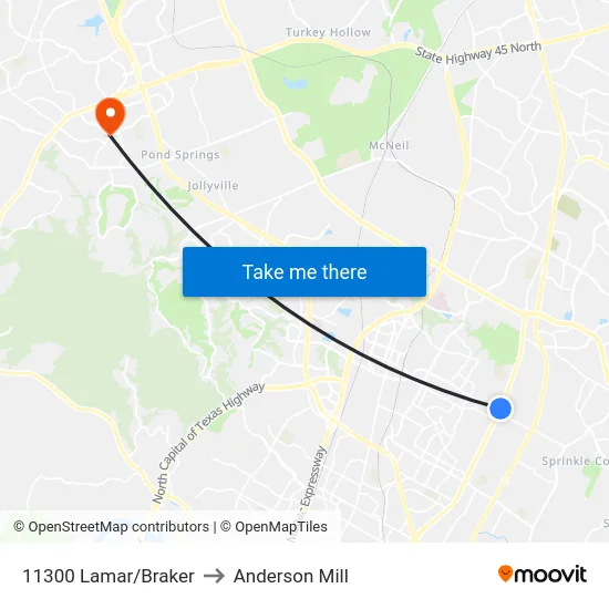 11300 Lamar/Braker to Anderson Mill map