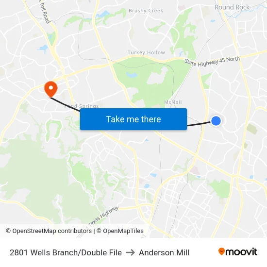 2801 Wells Branch/Double File to Anderson Mill map