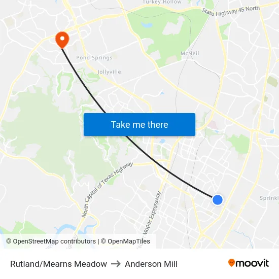 Rutland/Mearns Meadow to Anderson Mill map