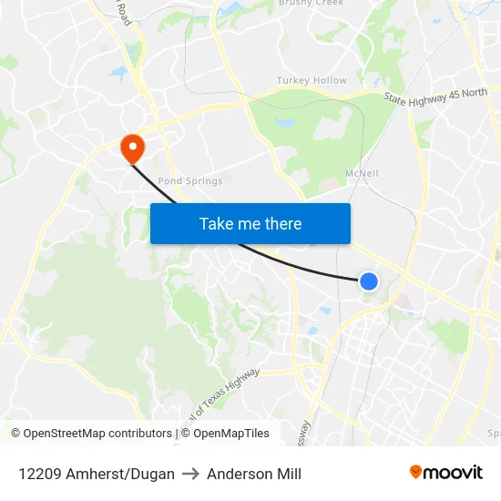 12209 Amherst/Dugan to Anderson Mill map