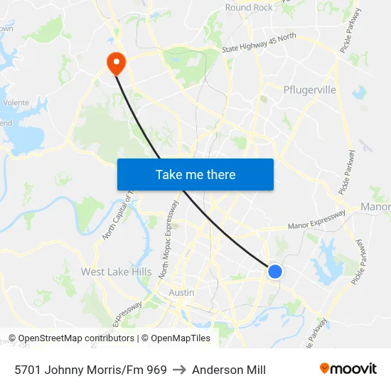 5701 Johnny Morris/Fm 969 to Anderson Mill map