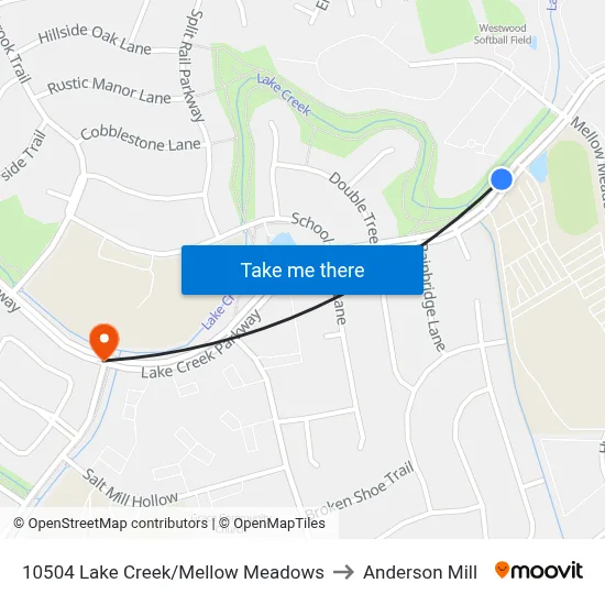 10504 Lake Creek/Mellow Meadows to Anderson Mill map