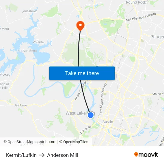 Kermit/Lufkin to Anderson Mill map
