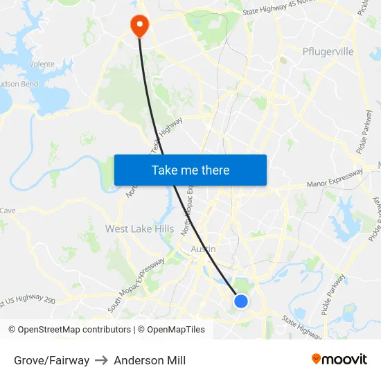 Grove/Fairway to Anderson Mill map