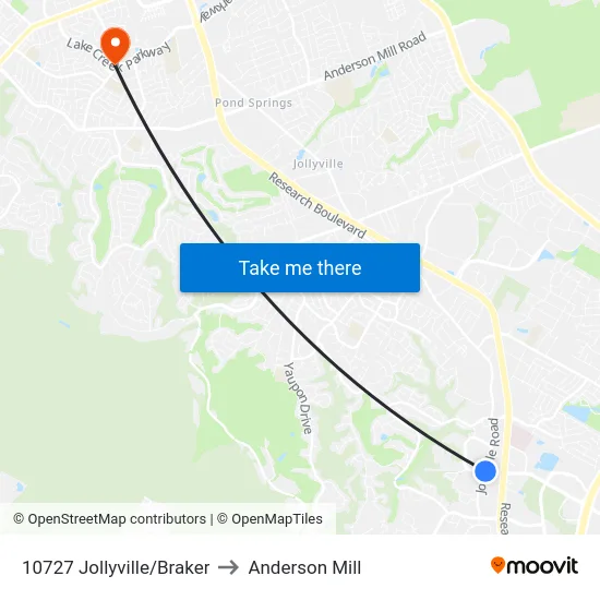 10727 Jollyville/Braker to Anderson Mill map