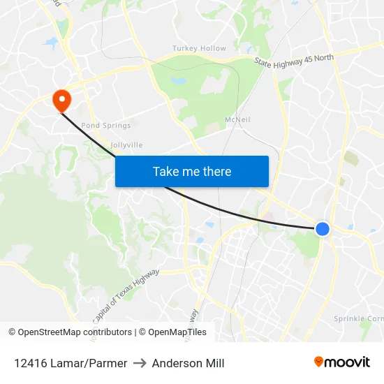 12416 Lamar/Parmer to Anderson Mill map