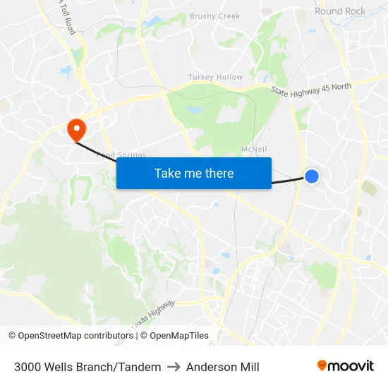 3000 Wells Branch/Tandem to Anderson Mill map