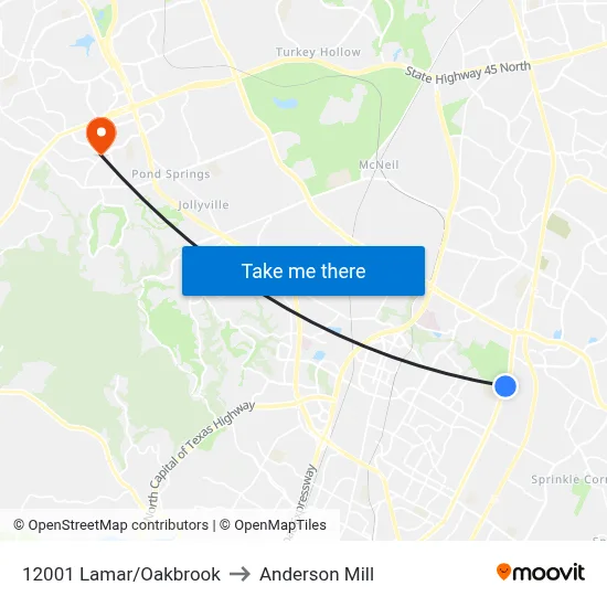 12001 Lamar/Oakbrook to Anderson Mill map