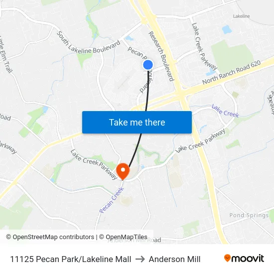11125 Pecan Park/Lakeline Mall to Anderson Mill map