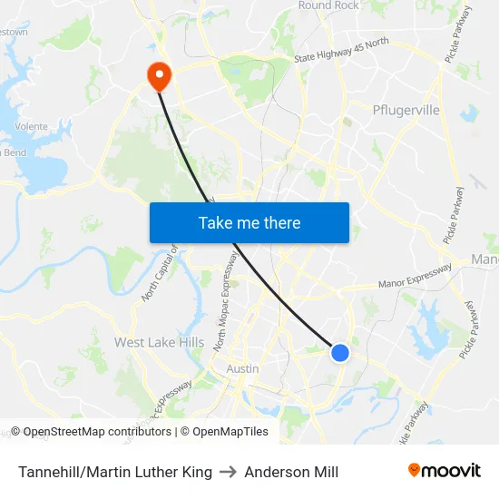 Tannehill/Martin Luther King to Anderson Mill map