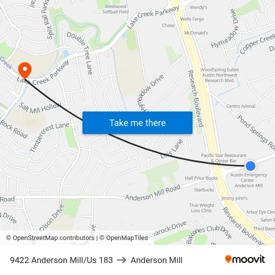 9422 Anderson Mill/Us 183 to Anderson Mill map