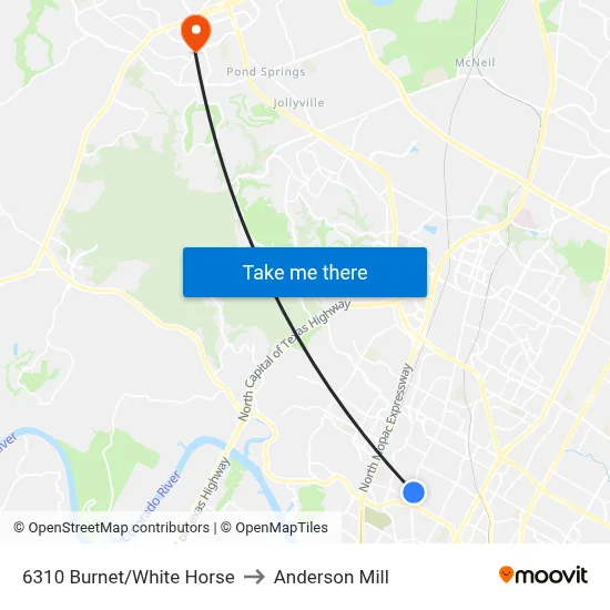 6310 Burnet/White Horse to Anderson Mill map