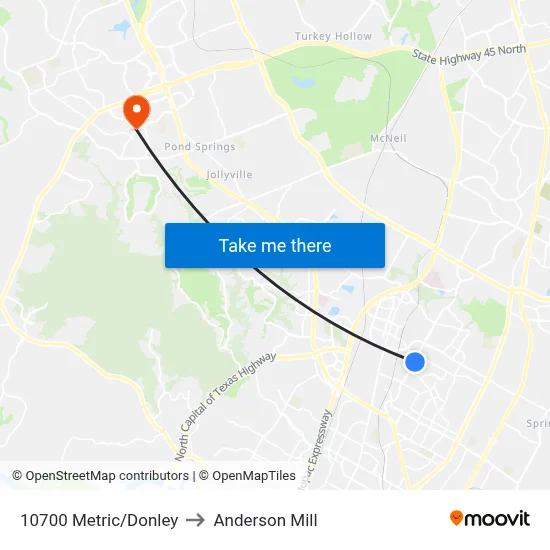 10700 Metric/Donley to Anderson Mill map