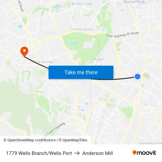 1779 Wells Branch/Wells Port to Anderson Mill map