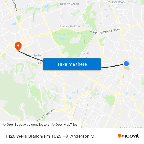1426 Wells Branch/Fm 1825 to Anderson Mill map