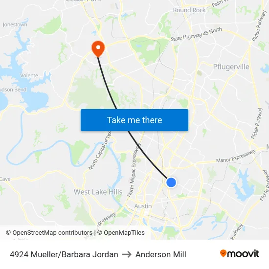 4924 Mueller/Barbara Jordan to Anderson Mill map