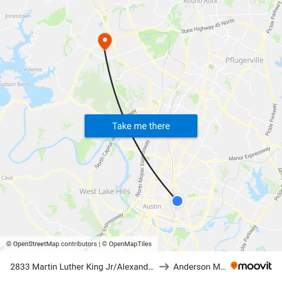 2833 Martin Luther King Jr/Alexander to Anderson Mill map