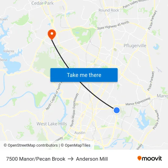 7500 Manor/Pecan Brook to Anderson Mill map