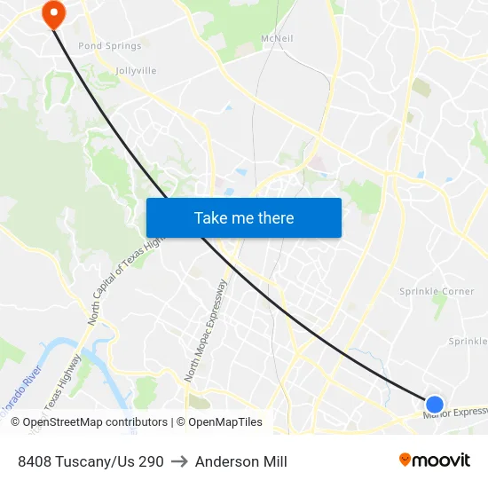 8408 Tuscany/Us 290 to Anderson Mill map