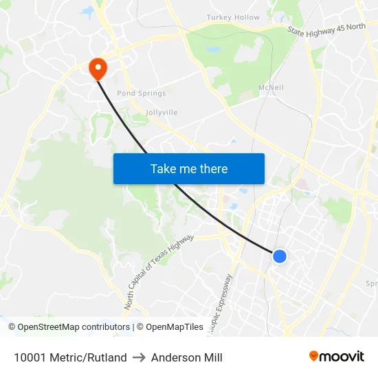 10001 Metric/Rutland to Anderson Mill map