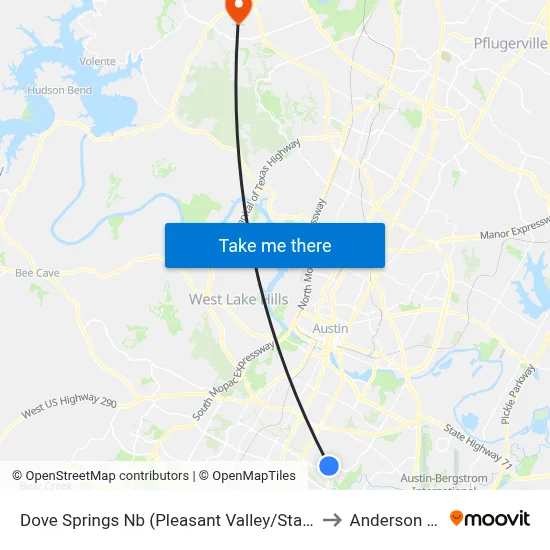 Dove Springs Nb (Pleasant Valley/Stassney) to Anderson Mill map