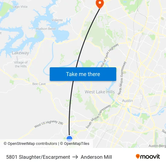 5801 Slaughter/Escarpment to Anderson Mill map