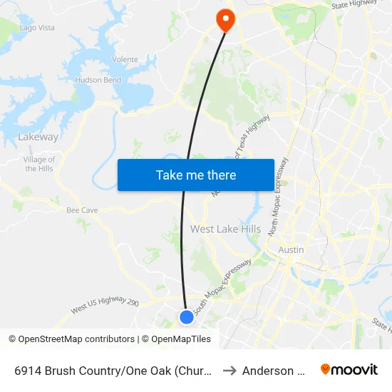 6914 Brush Country/One Oak (Church) to Anderson Mill map