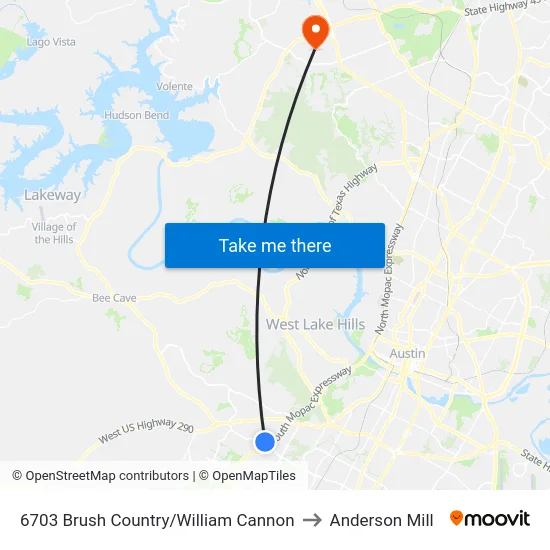 6703 Brush Country/William Cannon to Anderson Mill map