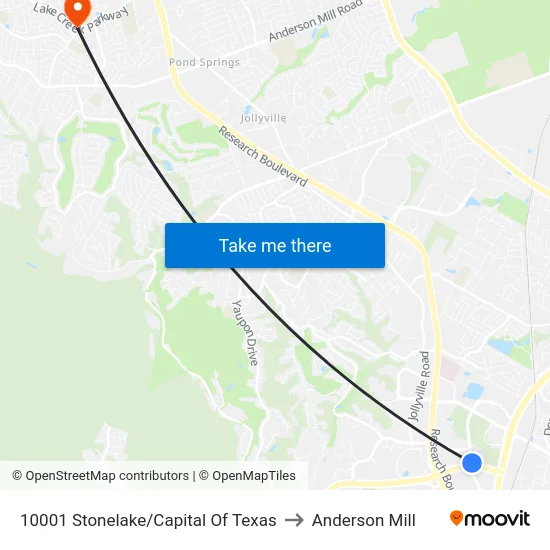 10001 Stonelake/Capital Of Texas to Anderson Mill map
