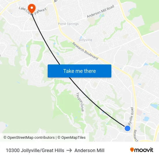 10300 Jollyville/Great Hills to Anderson Mill map