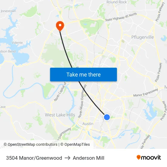 3504 Manor/Greenwood to Anderson Mill map