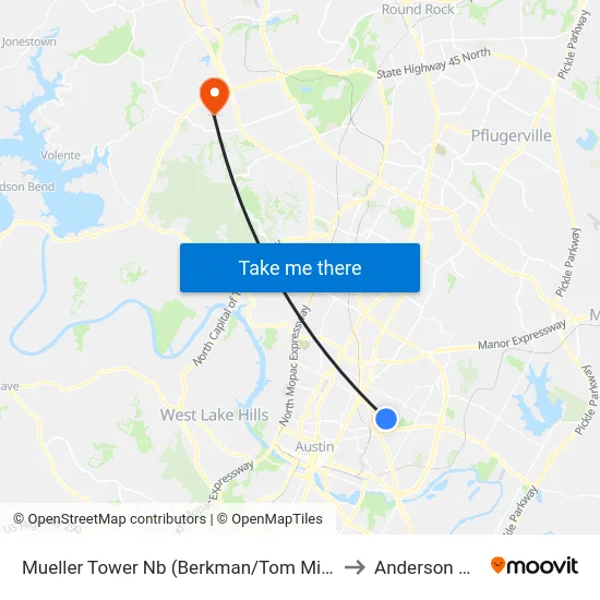 Mueller Tower Nb (Berkman/Tom Miller) to Anderson Mill map