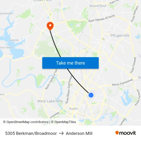 5305 Berkman/Broadmoor to Anderson Mill map