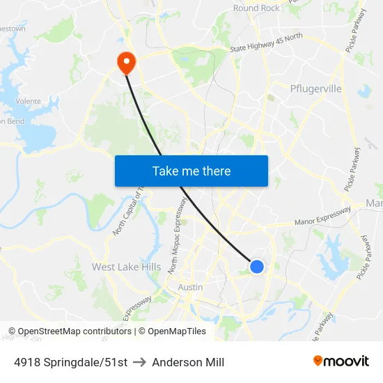 4918 Springdale/51st to Anderson Mill map
