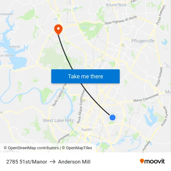 2785 51st/Manor to Anderson Mill map